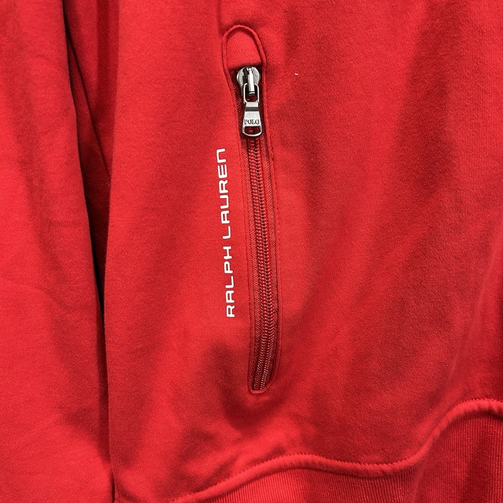 Polo Ralph Lauren Track Jacket Mens L Red Full‎ Zip Long Sleeve Fleece Pony - Picture 7 of 10